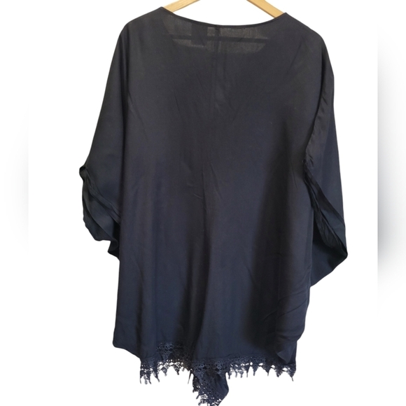 FREE PEOPLE Sz Medium Floral Embroidered Flowy Lace Hem Shorts Romper w/Tassels - Picture 4 of 10